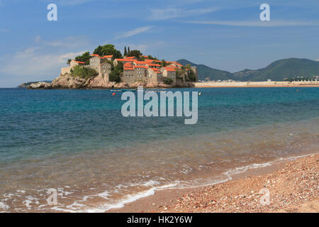 Respectable resort of Sveti Stefan island in Adriatic sea, Montenegro Stock Photo