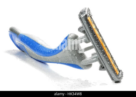 wet disposable razor isolated on white background Stock Photo
