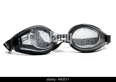 wet swimming goggles isolated on white background Stock Photo