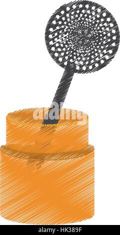 drawing yellow container spatula frying utensil kitchen vector illustration eps 10 Stock Vector