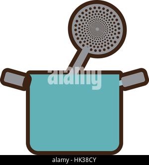 blue pot spatula frying kitchenware vector illustration eps 10 Stock Vector