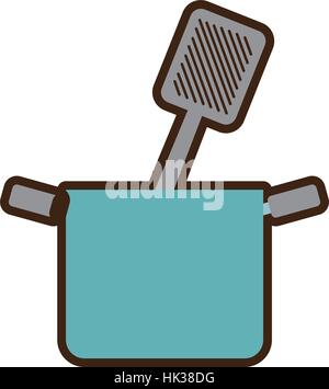 blue pot grilled spatula cooking kitchenware vector illustration eps 10 Stock Vector