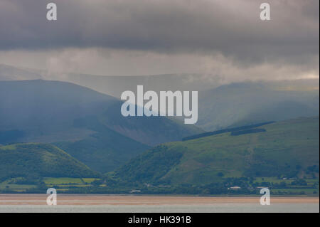 Looking across the Menai straits from beaumaris towards Abergwyngregyn Stock Photo