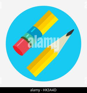 Pencil Icon flat vector illustration logo, symbol. For mobile user interface. Vector illustration, isolated from background. Stock Vector