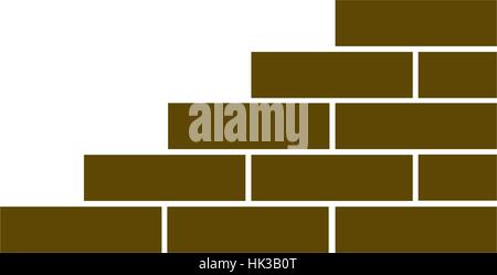 Flat paper cut style icon of brickwork fragment. Vector illustration Stock Vector