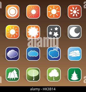 Set of 16 Glossy Web Icons and Design Elements Stock Vector