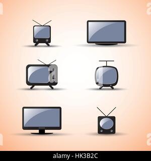 Web, Design Elements, Black and White Icons of Modern and Vintage Electronic Devices Stock Vector