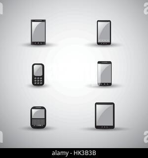 Set of Modern and Vintage Mobile Gadgets Vector Stock Vector