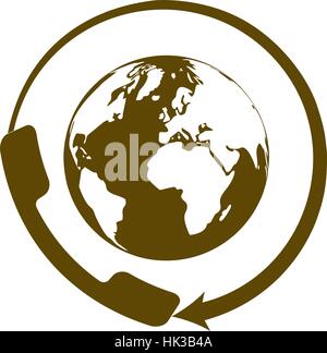 Worldwide customer support call-center. Flat vector stock icon Stock Vector