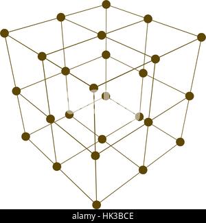 Wire frame Polygonal Element. Cube with Lines and Dots. Vector illustration Stock Vector