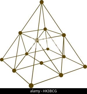 Wire frame shape. Pyramid with connected lines and dots. Vector Illustration Stock Vector