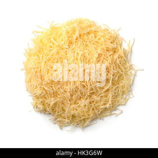 Top view of grated cheese isolated on a white Stock Photo