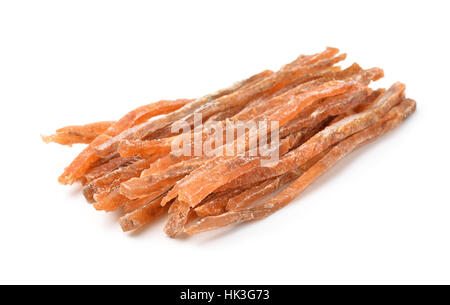 Dried salted fish sticks isolated on white Stock Photo