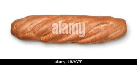 Top view of fresh bread loaf isolated on white Stock Photo