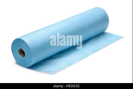Roll of blue nonwoven fabric isolated on white Stock Photo