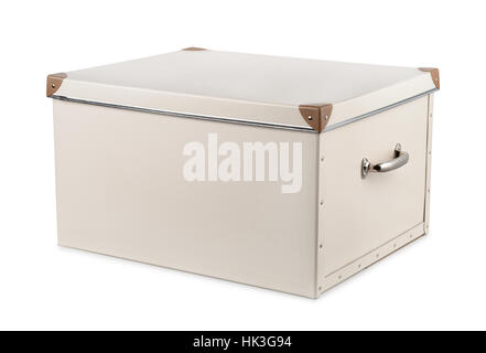 Grey storage box with lid isolated on white Stock Photo