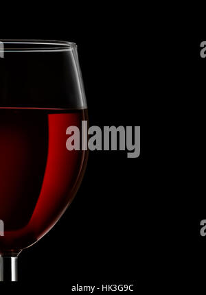 Close up of red wine glass on black background Stock Photo