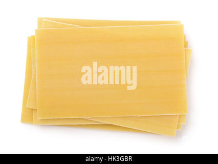 Top view of  lasagna sheets stack isolated on white Stock Photo