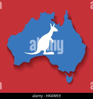 territory outline with kangaroo silhouette in center australia related image vector illustration design Stock Vector