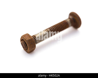 rusty nut and bolt on a white background Stock Photo