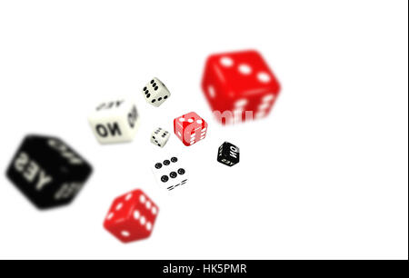 Dice cubes on white background. Conceptual image Stock Photo