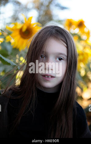 Sunflower Girl Stock Photo