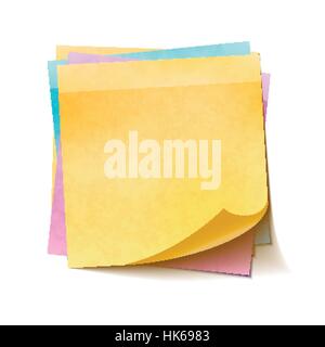 Different colorful sticky notes in pile isolated on white background Stock Vector
