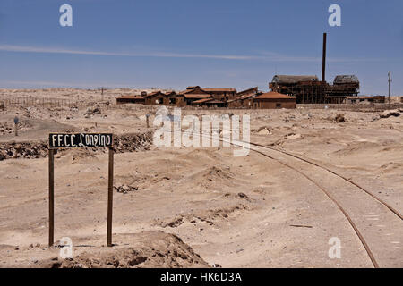 Oficina Salitrera Santa Laura near Humberstone, Atacama Desert, Norte Grande, Chile Stock Photo