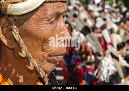 Konyak-Warriors fully decorated at Hornbill-Festival Stock Photo