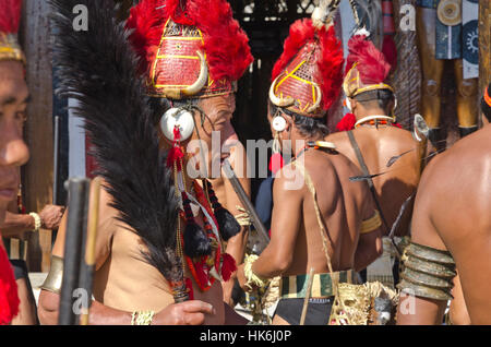Phom-Warriors fully decorated at Hornbill-Festival Stock Photo