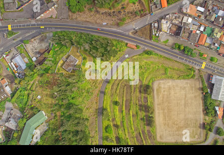 Aerial View Of Suburban Small Latin America Town Of Tungurahua Province South America Stock Photo