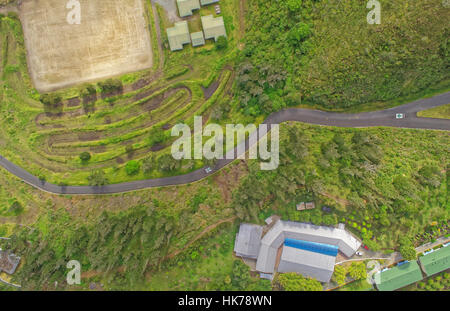 Overall Aerial View Of Small Touristic City In The Andean Highlands Banos De Agua Santa Tungurahua Province South America Stock Photo
