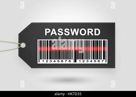 password price tag with barcode and grey radial gradient background Stock Photo