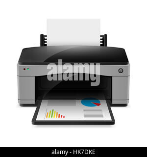Realistic printer. Illustration on white background for design Stock Photo