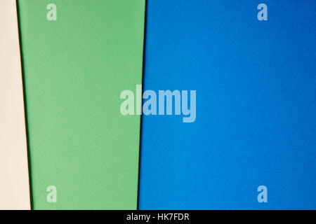 Colored cardboards background beige green blue tone. Copy space. Horizontal Stock Photo