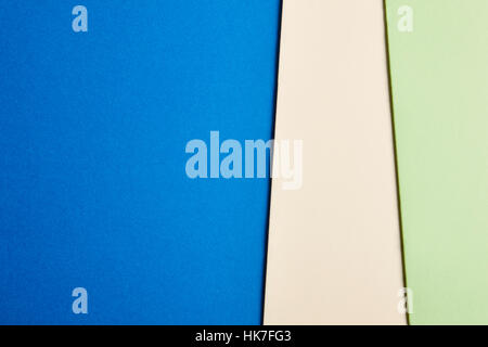 Colored cardboards background in blue beige green tone. Copy space. Horizontal Stock Photo