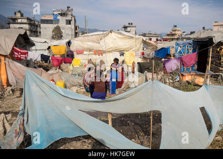 Nepal, Kathmandu,  Chhuchmepati camp earthquake victims Stock Photo