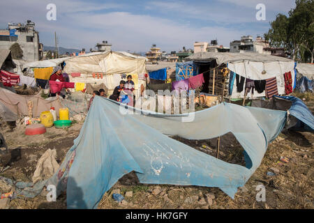 Nepal, Kathmandu,  Chhuchmepati camp earthquake victims Stock Photo