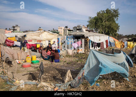 Nepal, Kathmandu,  Chhuchmepati camp earthquake victims Stock Photo