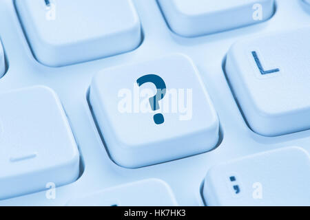 Computer keyboard question mark help blue symbol ask Stock Photo