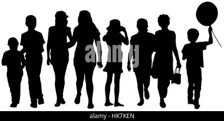 Set of kid silhouettes isolated Stock Photo