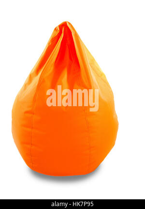 Orange soft beanbag for living room or other room isolated on white background Stock Photo