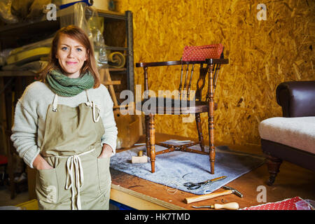 Upholstery workshop. Stock Photo