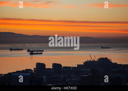 Predawn color and clouds above San Francisco Bay in central California. Stock Photo