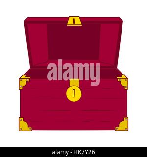 Illustration of open wooden treasure chest with nothing in it. Vector illustration. Stock Vector