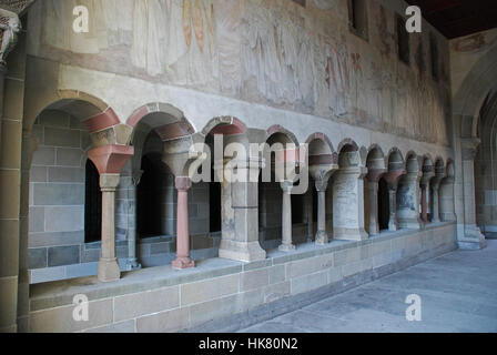 Medieval cloister of the Fraumunster church with wall paintings Zurich Switzerland Stock Photo