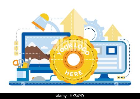 Logo Template, image Processing - flat design website banner Stock Vector