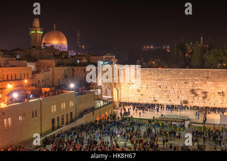 Night view of Temple Mount in Jerusalem Old City, Israel. Stock Photo