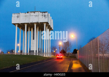The Cranhill water storage tower in Glasgow early evening. Stock Photo