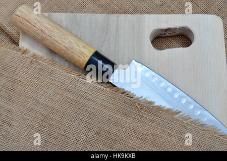 Cutting boards of kitchen and knife Stock Photo